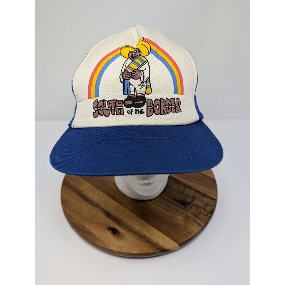 Vintage South Of The Border Trucker Hat Cap Mesh Snapback Blue Rainbow Pedro